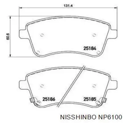 NP6100 Nisshinbo передние тормозные колодки