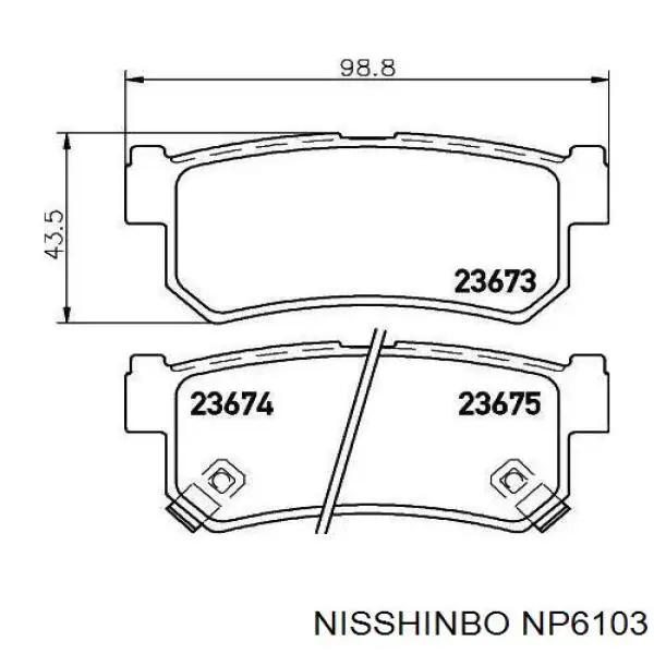 NP6103 Nisshinbo sapatas do freio traseiras de disco