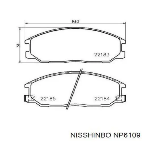 Передние тормозные колодки NP6109 Nisshinbo