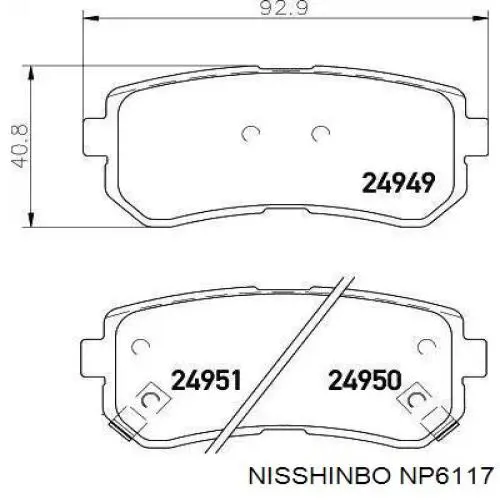 Задние тормозные колодки NP6117 Nisshinbo