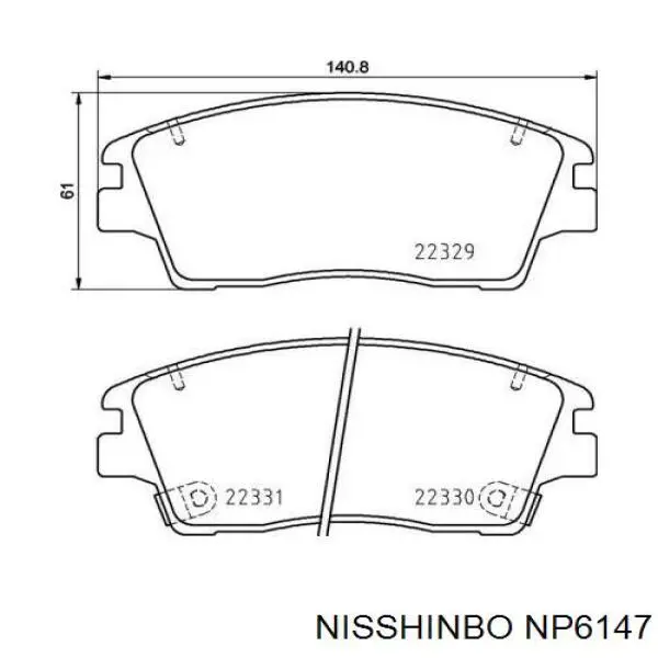 Передние тормозные колодки NP6147 Nisshinbo