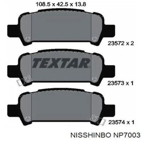 Колодки дисковые  Nisshinbo NP7003 цена, от 18.59 USD