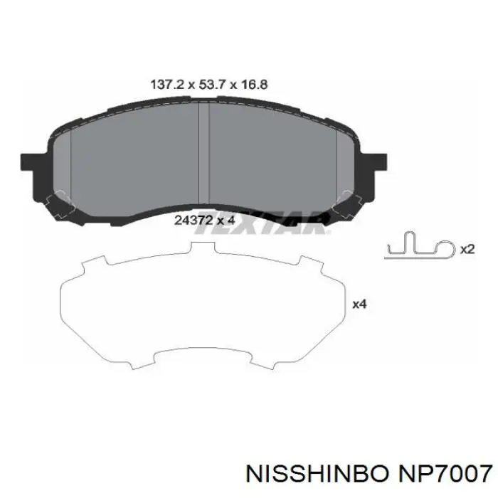 NP7007 Nisshinbo sapatas do freio dianteiras de disco
