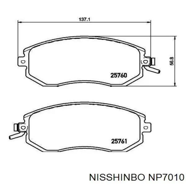 NP7010 Nisshinbo sapatas do freio dianteiras de disco