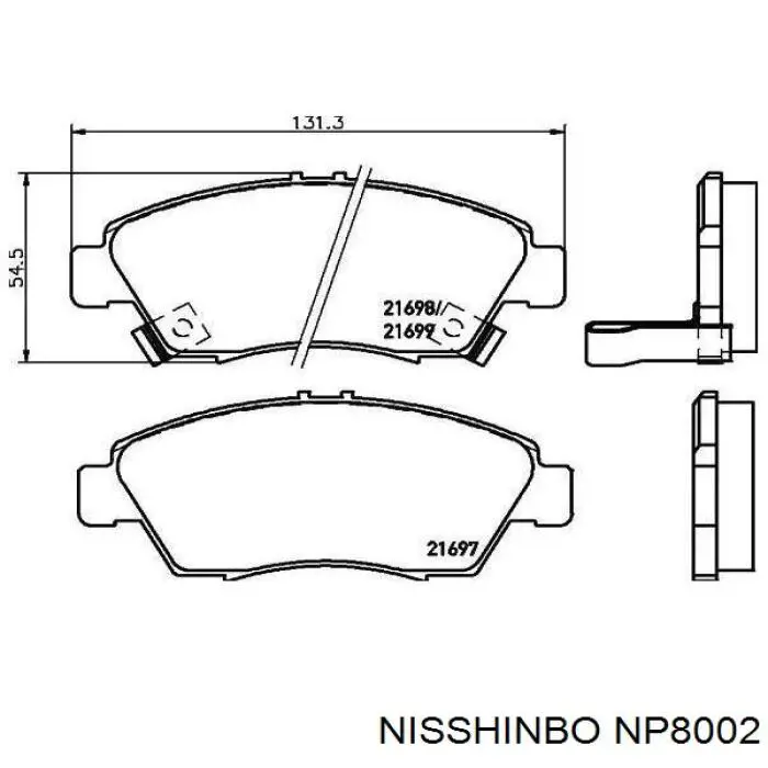 NP8002 Nisshinbo передние тормозные колодки