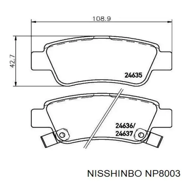 Тормозные колодки Nisshinbo NP8003