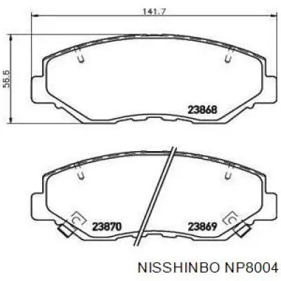 Передние тормозные колодки NP8004 Nisshinbo