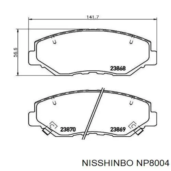 NP8004 Nisshinbo передние тормозные колодки