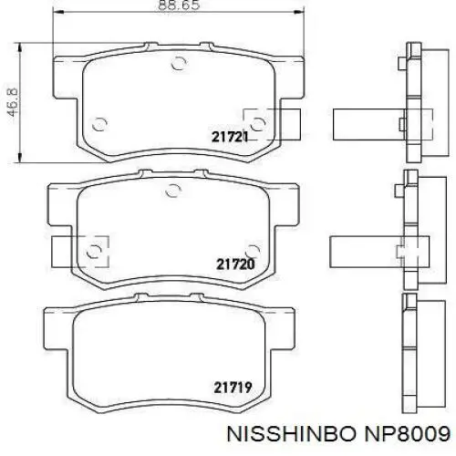 NP8009 Nisshinbo Колодки тормозные дисковые комплект