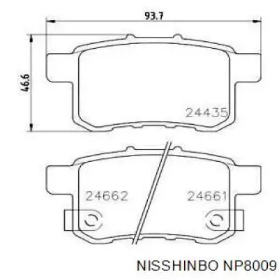 Колодки дисковые  Nisshinbo NP8009 цена, от 17.36 USD