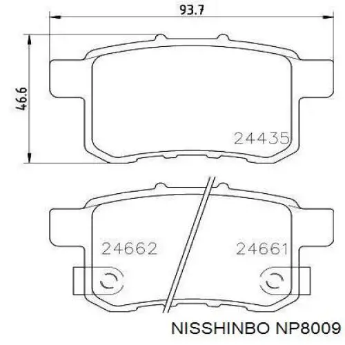 Задние тормозные колодки NP8009 Nisshinbo