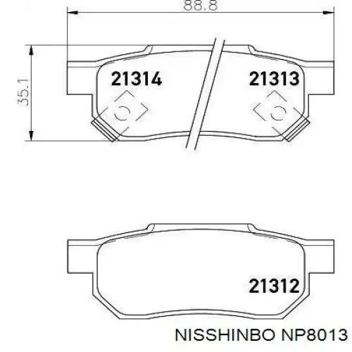Передние тормозные колодки NP8013 Nisshinbo