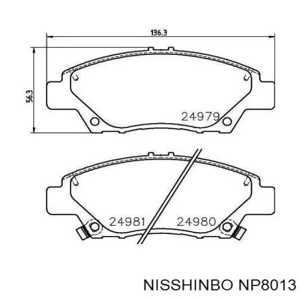 NP8013 Nisshinbo sapatas do freio dianteiras de disco