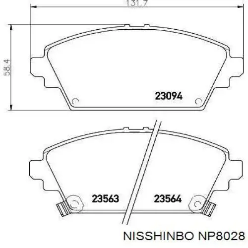 NP8028 Nisshinbo передние тормозные колодки