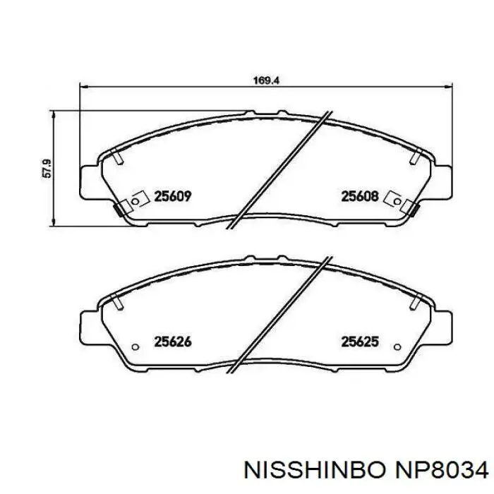NP8034 Nisshinbo sapatas do freio dianteiras de disco