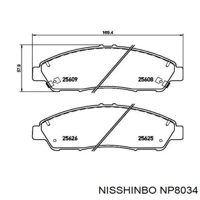 Передние тормозные колодки NP8034 Nisshinbo