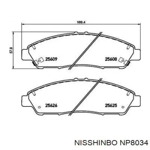 Pastillas de freno delanteras NP8034 Nisshinbo