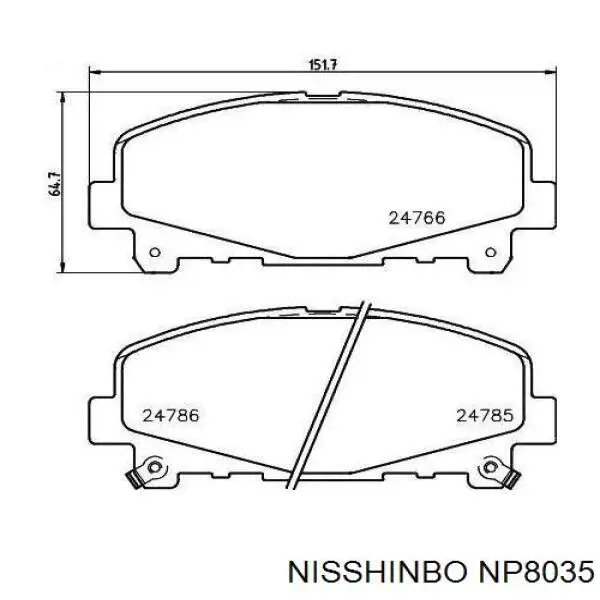 NP8035 Nisshinbo sapatas do freio dianteiras de disco