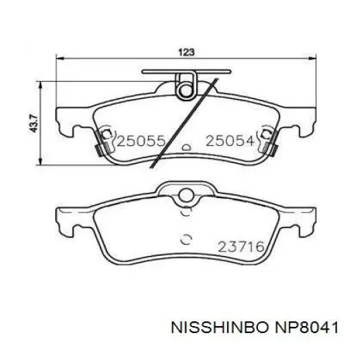 Задние тормозные колодки NP8041 Nisshinbo