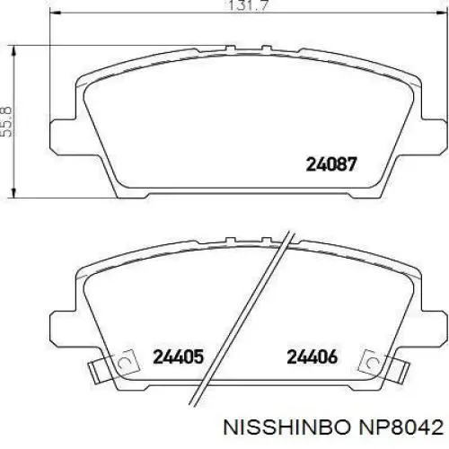 NP8042 Nisshinbo sapatas do freio dianteiras de disco