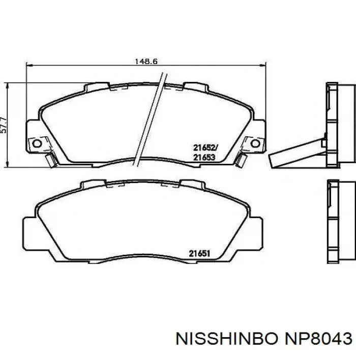 NP8043 Nisshinbo sapatas do freio traseiras de disco