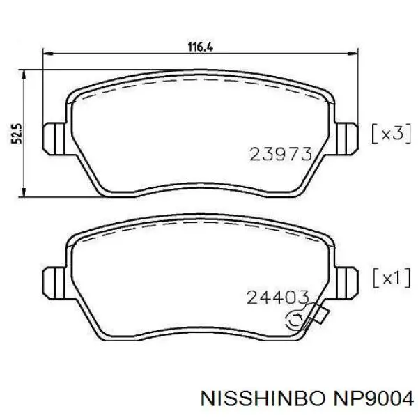 NP9004 Nisshinbo передние тормозные колодки