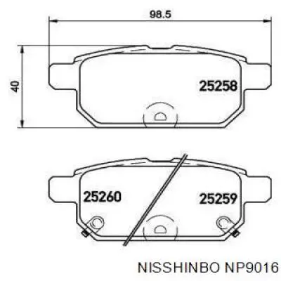 Pastillas de freno traseras NP9016 Nisshinbo