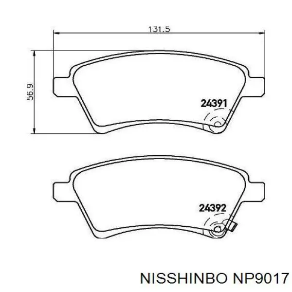 Передние тормозные колодки NP9017 Nisshinbo