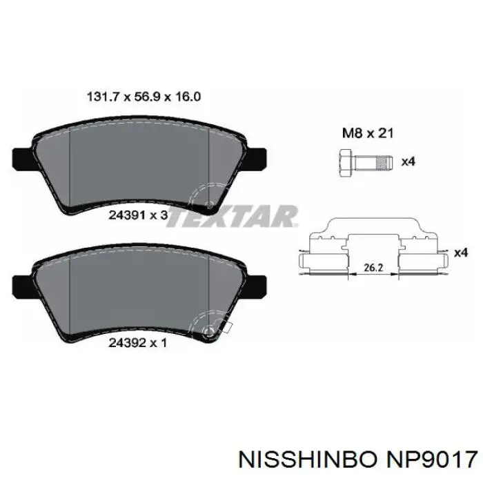 Колодки Nisshinbo NP9017 цена, от 26.31 USD