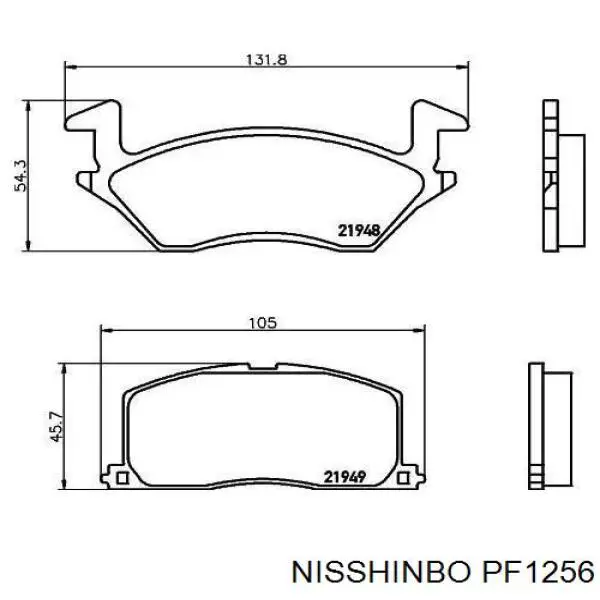 Передние тормозные колодки PF1256 Nisshinbo