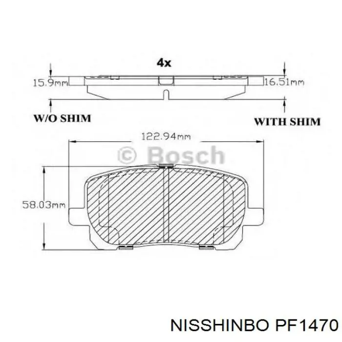 PF1470 Nisshinbo колодки тормозные передние дисковые