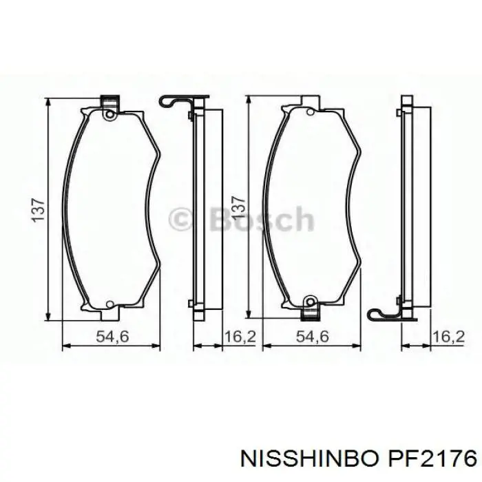 Передние тормозные колодки PF2176 Nisshinbo