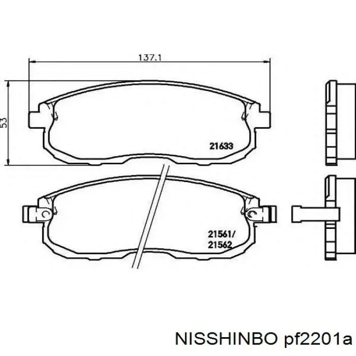 Колодки тормозные передние дисковые NISSHINBO PF2201A