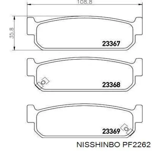 Задние тормозные колодки PF2262 Nisshinbo