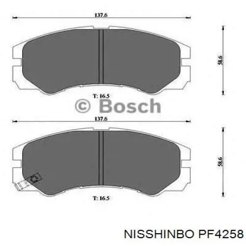 PF4258 Nisshinbo колодки тормозные передние дисковые