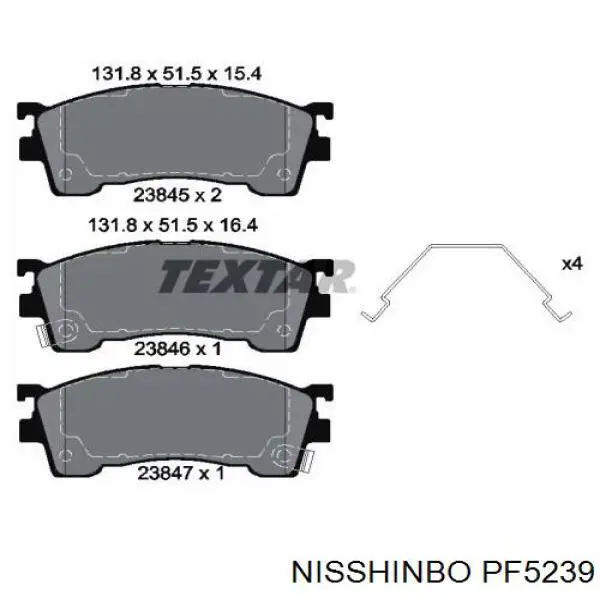 Передние тормозные колодки PF5239 Nisshinbo
