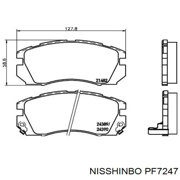 Передние тормозные колодки PF7247 Nisshinbo