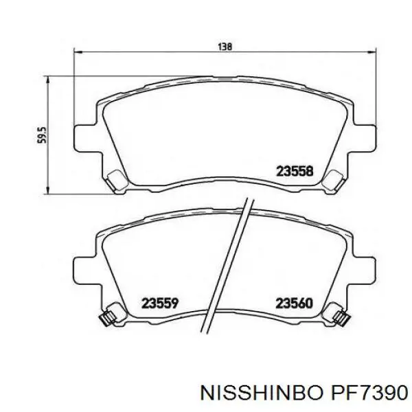 Передние тормозные колодки PF7390 Nisshinbo