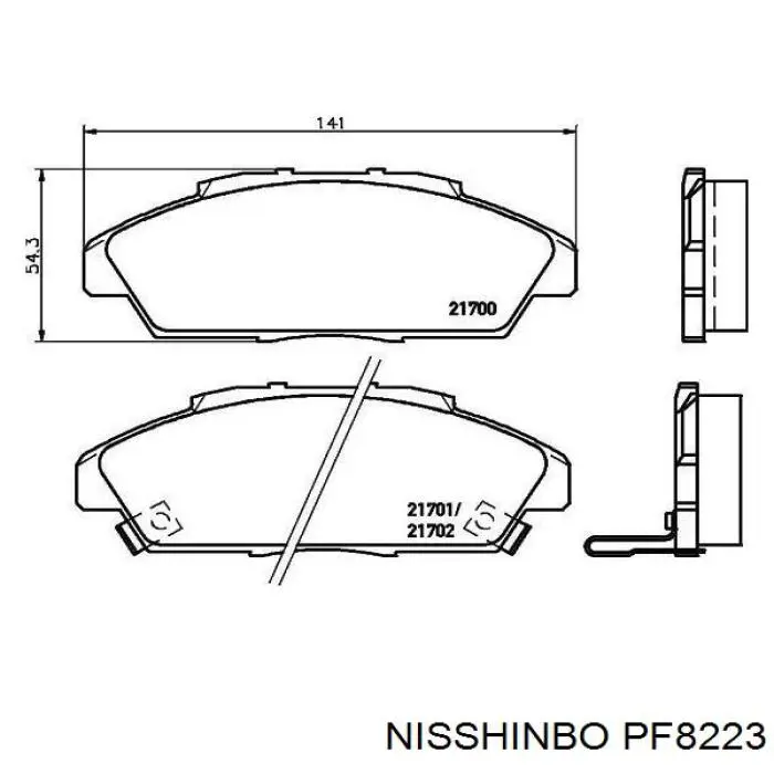 Передние тормозные колодки PF8223 Nisshinbo