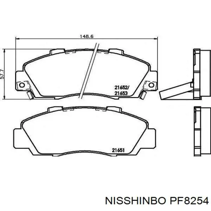 Передние тормозные колодки PF8254 Nisshinbo