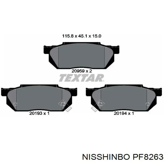 Передние тормозные колодки PF8263 Nisshinbo