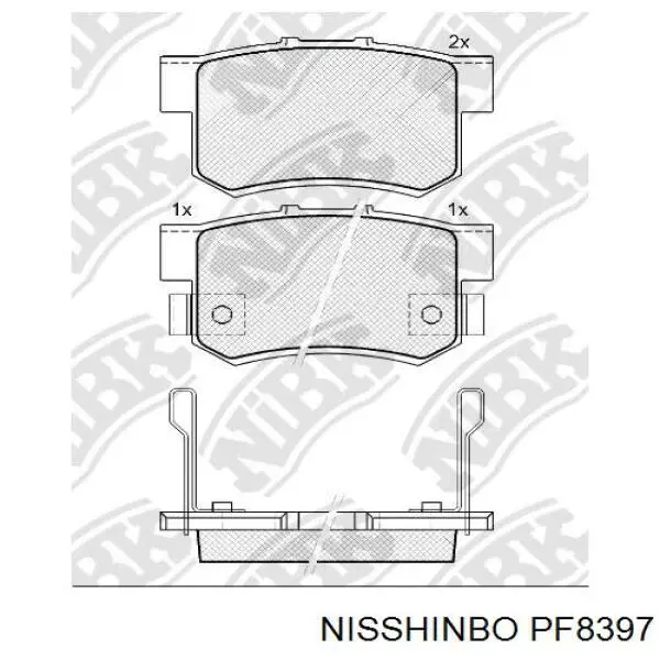 PF8397 Nisshinbo колодки тормозные задние дисковые