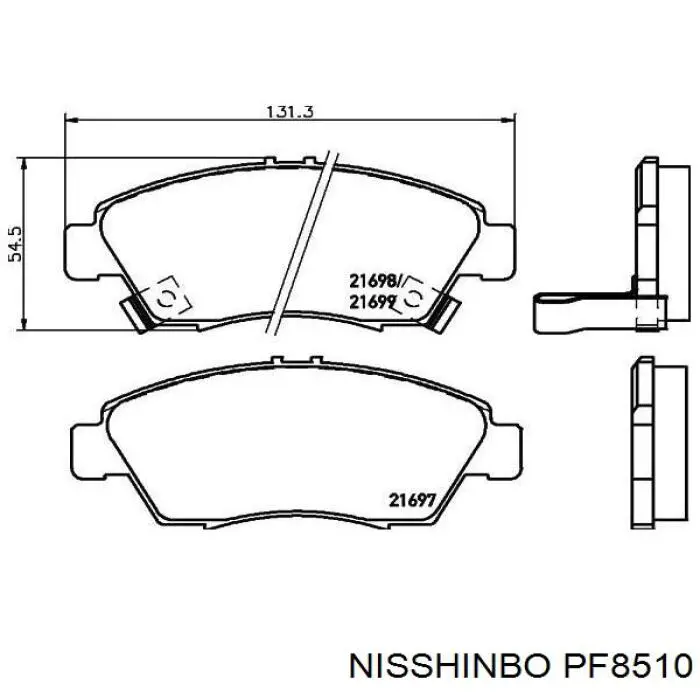PF8510 Nisshinbo колодки тормозные передние дисковые