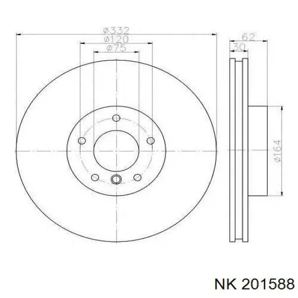 Тормоз дисковый передний NK 201588 цена, от 69.46 USD