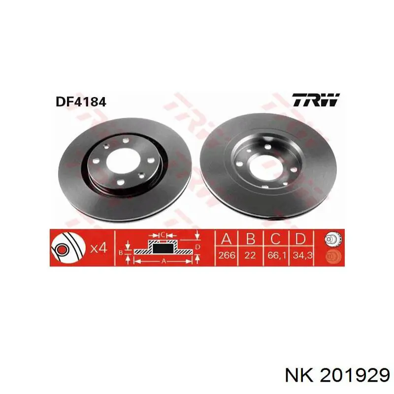 201929 NK Диск тормозной передний