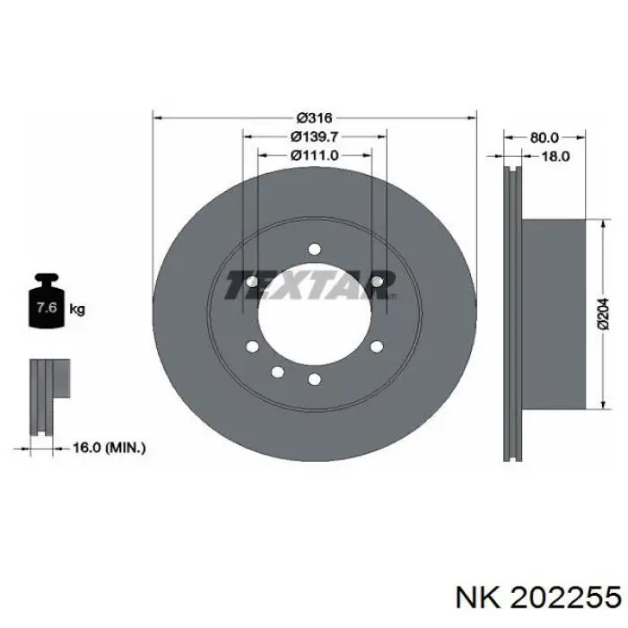 Задний дисковый тормоз NK 202255