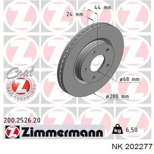 Передний тормозной диск NK 202277