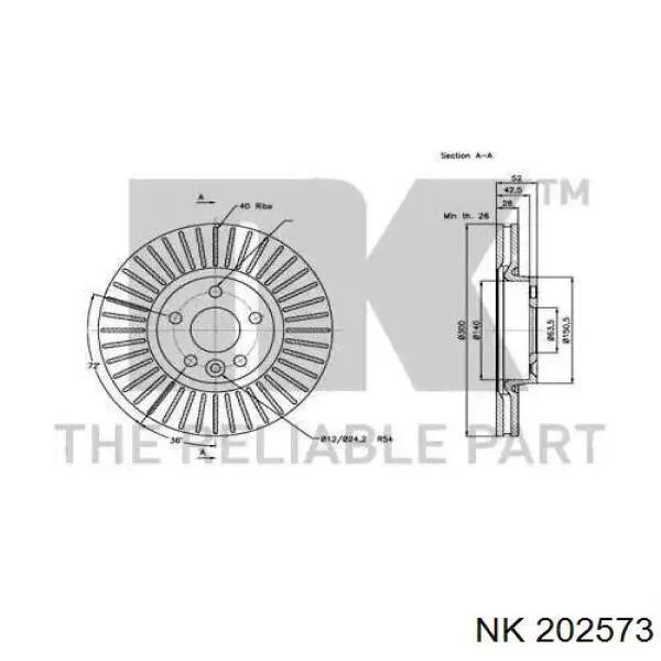 Передний тормозной диск NK 202573