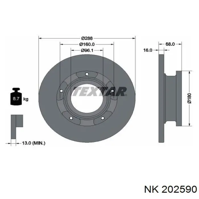 Задний дисковый тормоз NK 202590