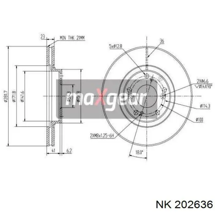 Передние тормозные диски 202636 NK